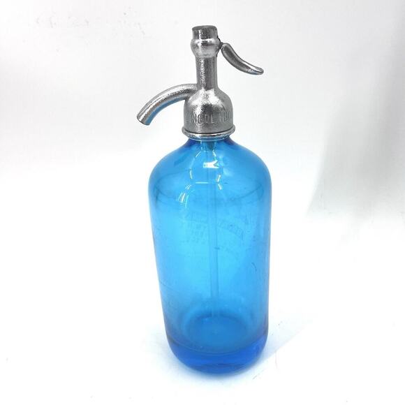 Rare Vintage Lincoln Bottle Works Brooklyn Blue Glass Soda Water Siphon Bottle - Picture 2 of 6